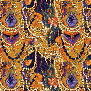 gustav klimt inspired mardi gras beads in gold and purple