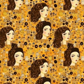 art nouveau portrait in gold and brown inspired by gustav klimt