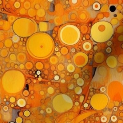 gustav klimt inspired art nouveau gold and orange circles geometric