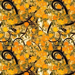 art nouveau citrus in orange and lemon inspired by gustav klimt