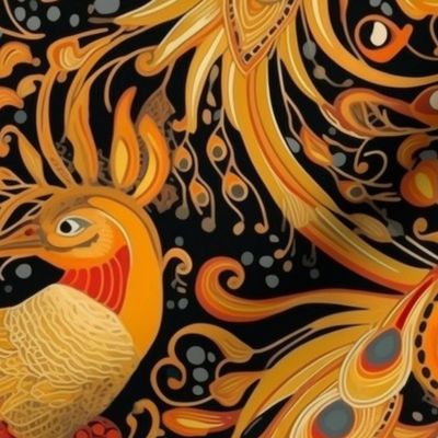 gustav klimt inspired fire bird golden phoenix