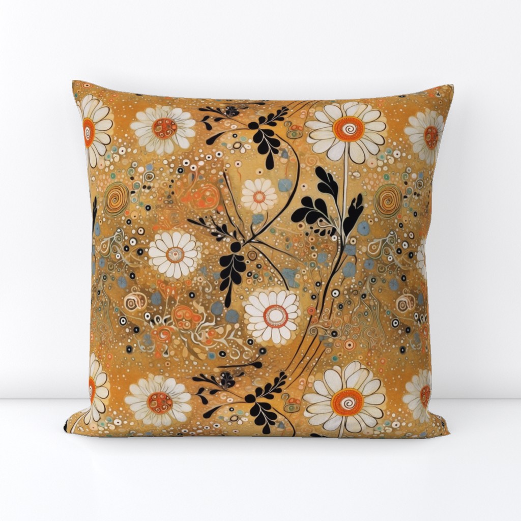 gustav klimt inspired daisies in geometric gold