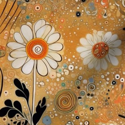 gustav klimt inspired daisies in geometric gold