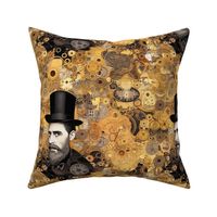 steampunk portrait of a victorian gentleman inspired by gustav klimt