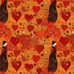 gustav klimt inspired by red and gold victorian valentine hearts
