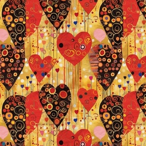 red and gold victorian valentine hearts inspired by gustav klimt