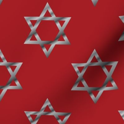 Red and Silver Hanukkah Star of David