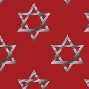 Red and Silver Hanukkah Star of David