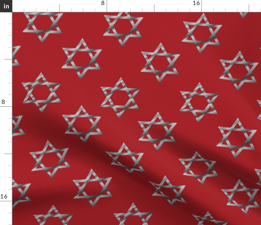 Red and Silver Hanukkah Star of David