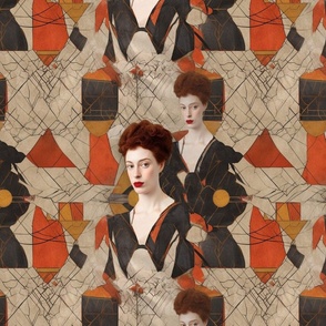 geometric portrait of queen elizabeth tudor inspired by egon schiele