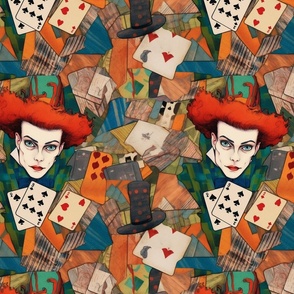 egon portrait inspired portrait of the mad hatter with cards