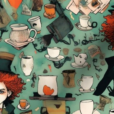 tea party with the mad hatter inspired by egon schiele