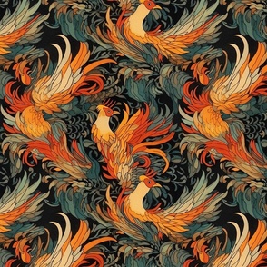 fire bird phoenix inspired by egon schiele
