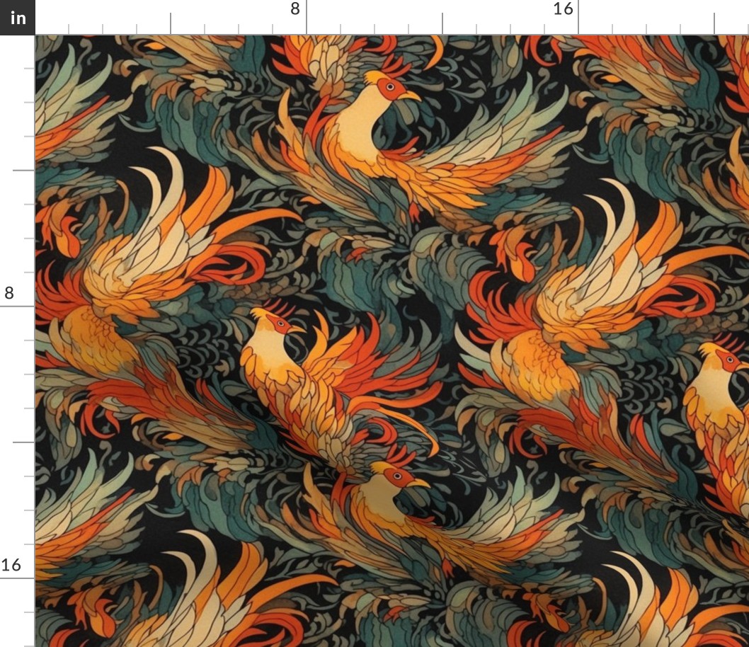 fire bird phoenix inspired by egon schiele