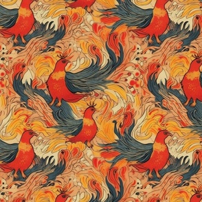 orange red and gold feathers of the fire bird phoenix