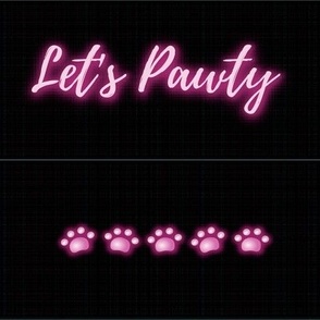 Cut and Sew - Let's Pawty + Neon Paws - Cat Kicker Toy Fabric Panel