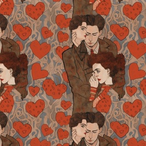 hearts and romance portrait inspired by egon schiele