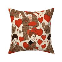 egon schiele inspired victorian valentine in red and brown