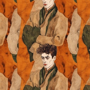 portrait of a young victorian man inspired by egon schiele