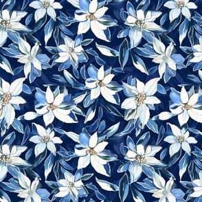 blue and white snowflake flowers