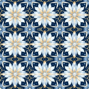 snowflake flowers in blue and white
