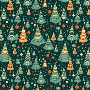 surreal xmas trees in green and orange