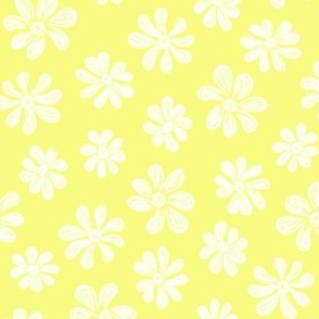 Chalking Flowers in white on yellow - size M