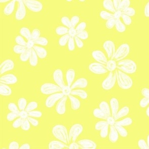 Chalking Flowers in white on yellow - size L