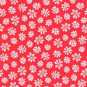 Chalking Flowers in white on red - size S