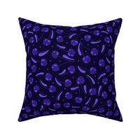 L Purple monochrome cherries with leaves on dark background 0037 C Non-Directional leaf cherry dots violet  navy