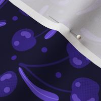 L Purple monochrome cherries with leaves on dark background 0037 C Non-Directional leaf cherry dots violet  navy