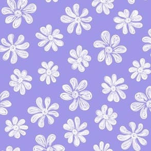 Chalking Flowers in white on purple - size M