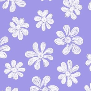 Chalking Flowers in white on purple - size L