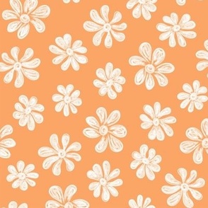 Chalking Flowers in white on orange - size M