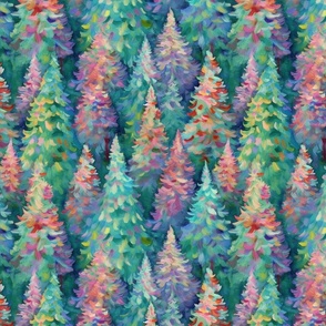 pastel christmas tree forest inspired by claude monet