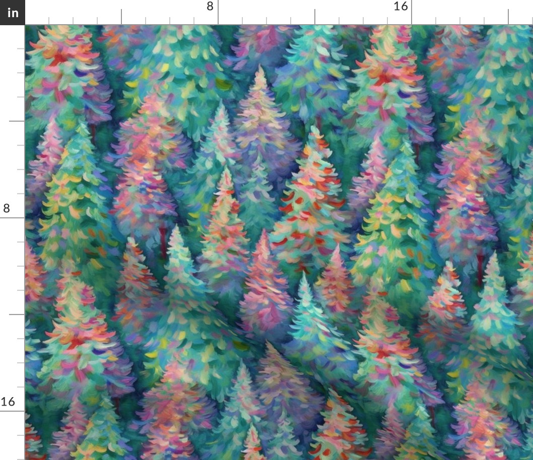 pastel christmas tree forest inspired by claude monet