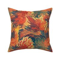 fire bird phoenix inspired by claude monet