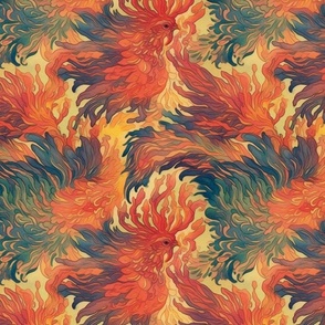fire bird phoenix inspired by claude monet