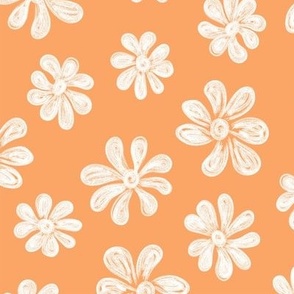 Chalking Flowers in white on orange - size L