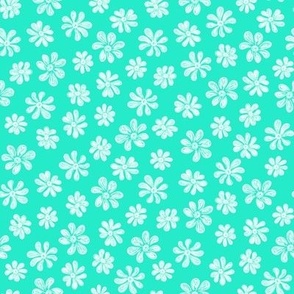 Chalking Flowers in white on green - size S