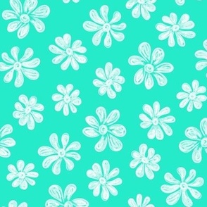 Chalking Flowers in white on green - size M