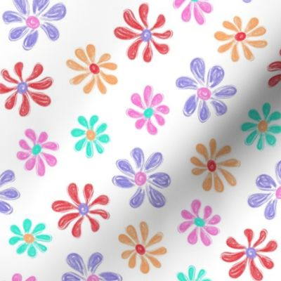 Chalking Flowers full color on white - size M