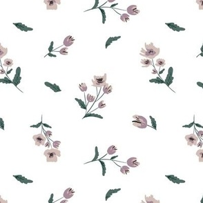 Dusty Pink, Dainty Floral, Flowers, Wallpaper and Bedding, Medium