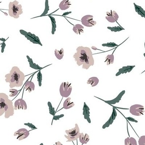 Dusty Pink, Dainty Floral, Dense Flowers, Wallpaper and Bedding, Large