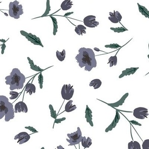 Plum Purple Dainty Floral, Flowers, Wallpaper and Bedding, Large