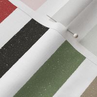 Bright red olive green black and neutral textured stripes L scale