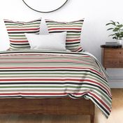 Bright red olive green black and neutral textured stripes L scale