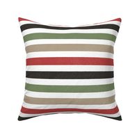 Bright red olive green black and neutral textured stripes L scale