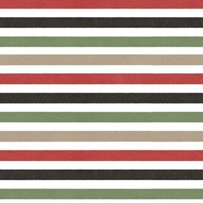 Bright red olive green black and neutral textured stripes M scale