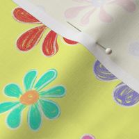 Chalking Flowers full color on yellow - size L